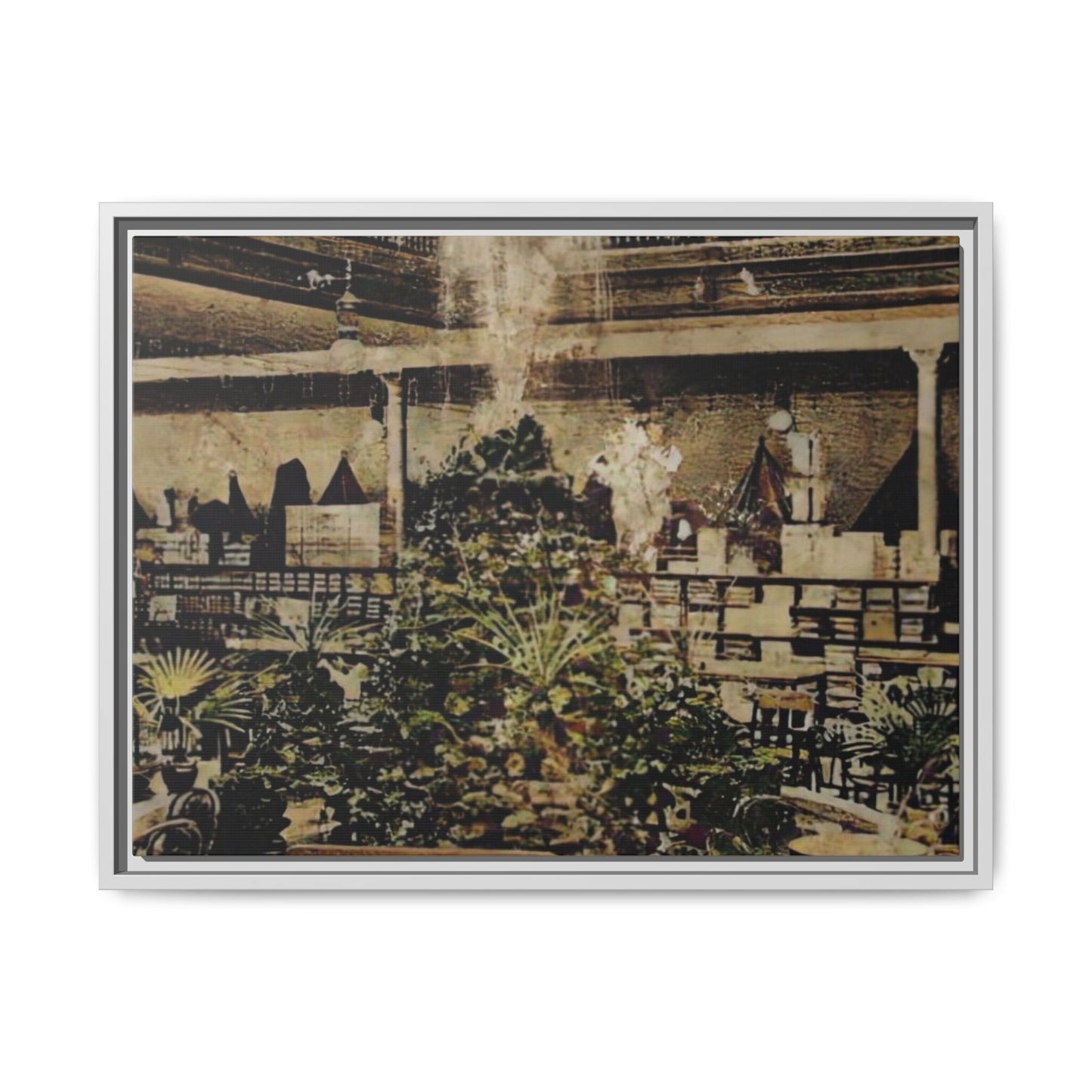 “Meet Me at the Fountain” C.F. Jackson’s Findlay, O. Vintage Matte Canvas Wall Art - Framed Historic Ohio Scene