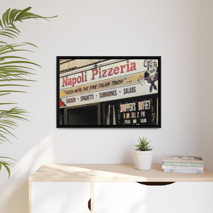 Napoli Pizzeria Retro Framed Canvas Print - Classic Italian Restaurant Decor