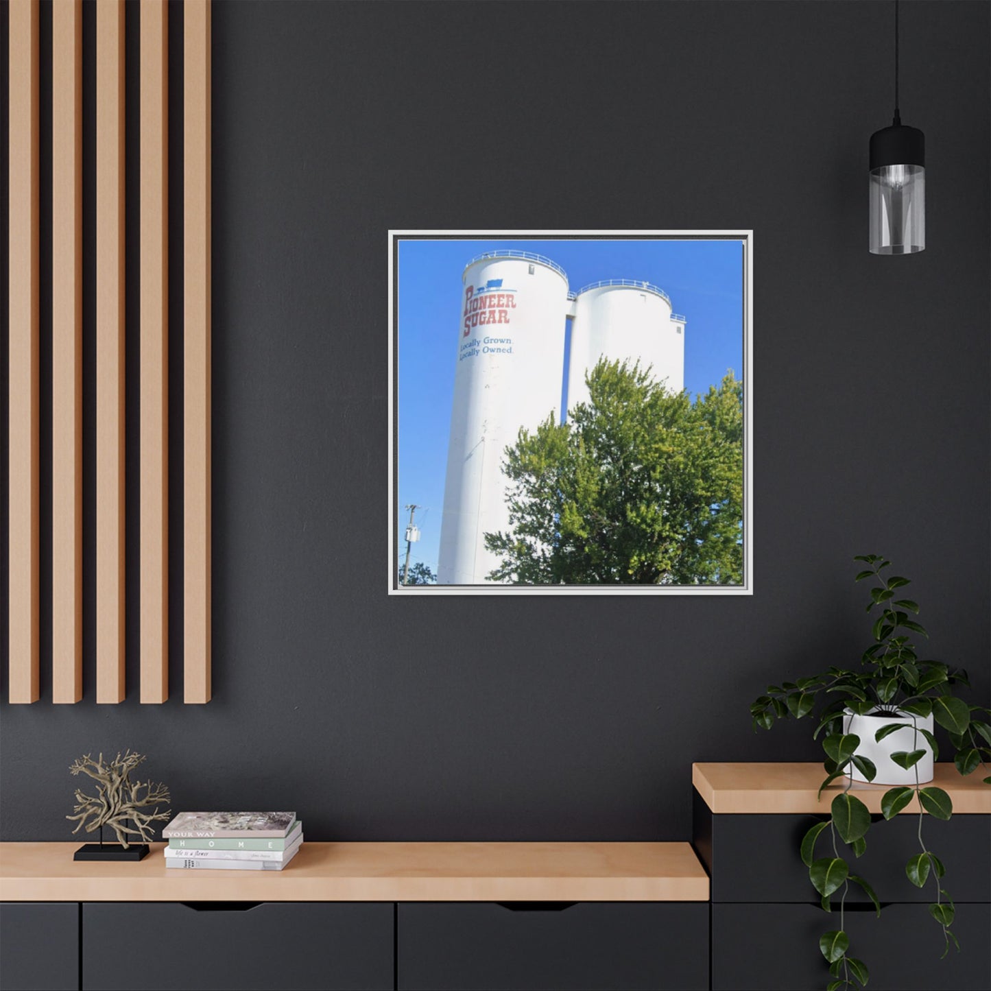 Pioneer Sugar Framed Matte Canvas Print - Vintage Farm Silos Art