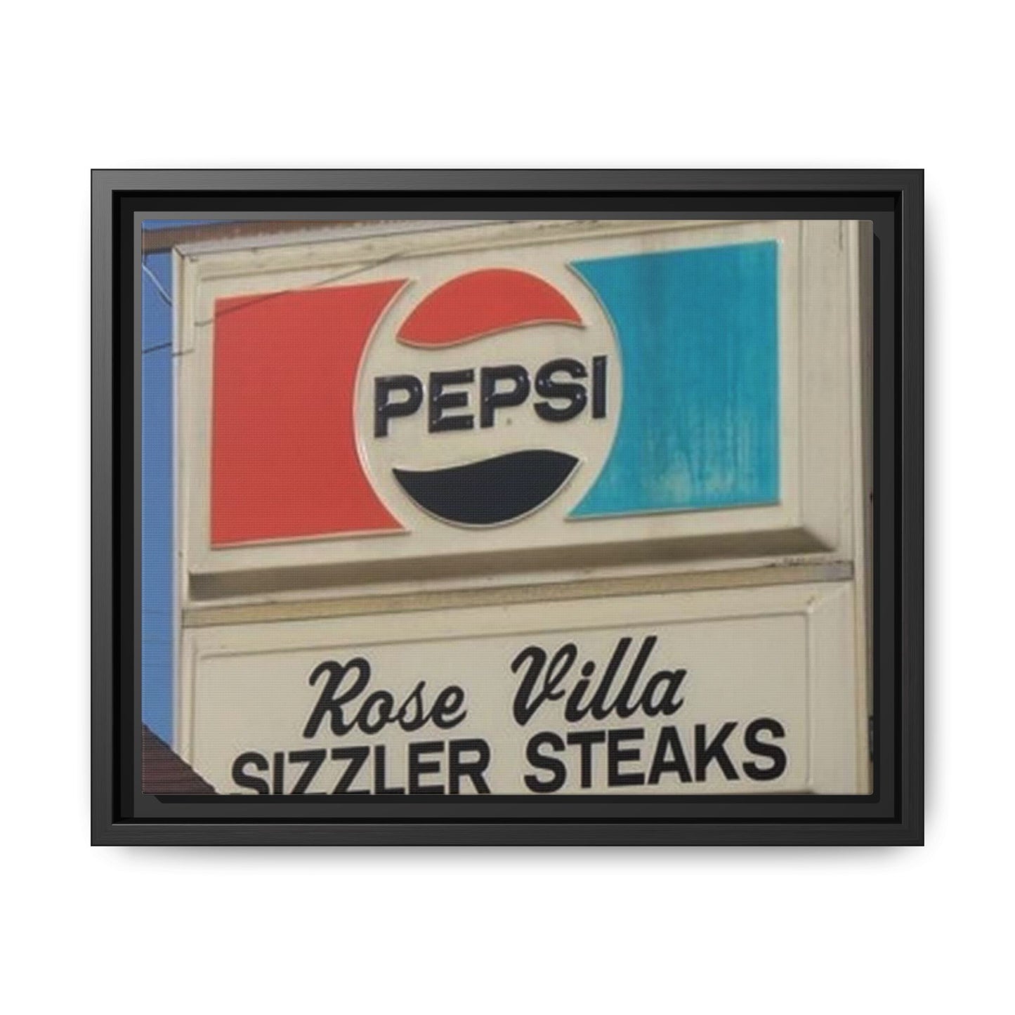 Retro Pepsi Framed Matte Canvas Wall Art