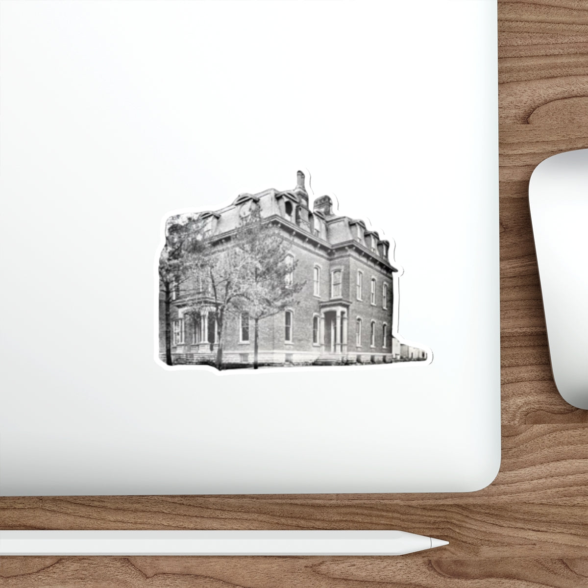 E P Jones Mansion Findlay O Puffy Black and White Die-Cut Stickers