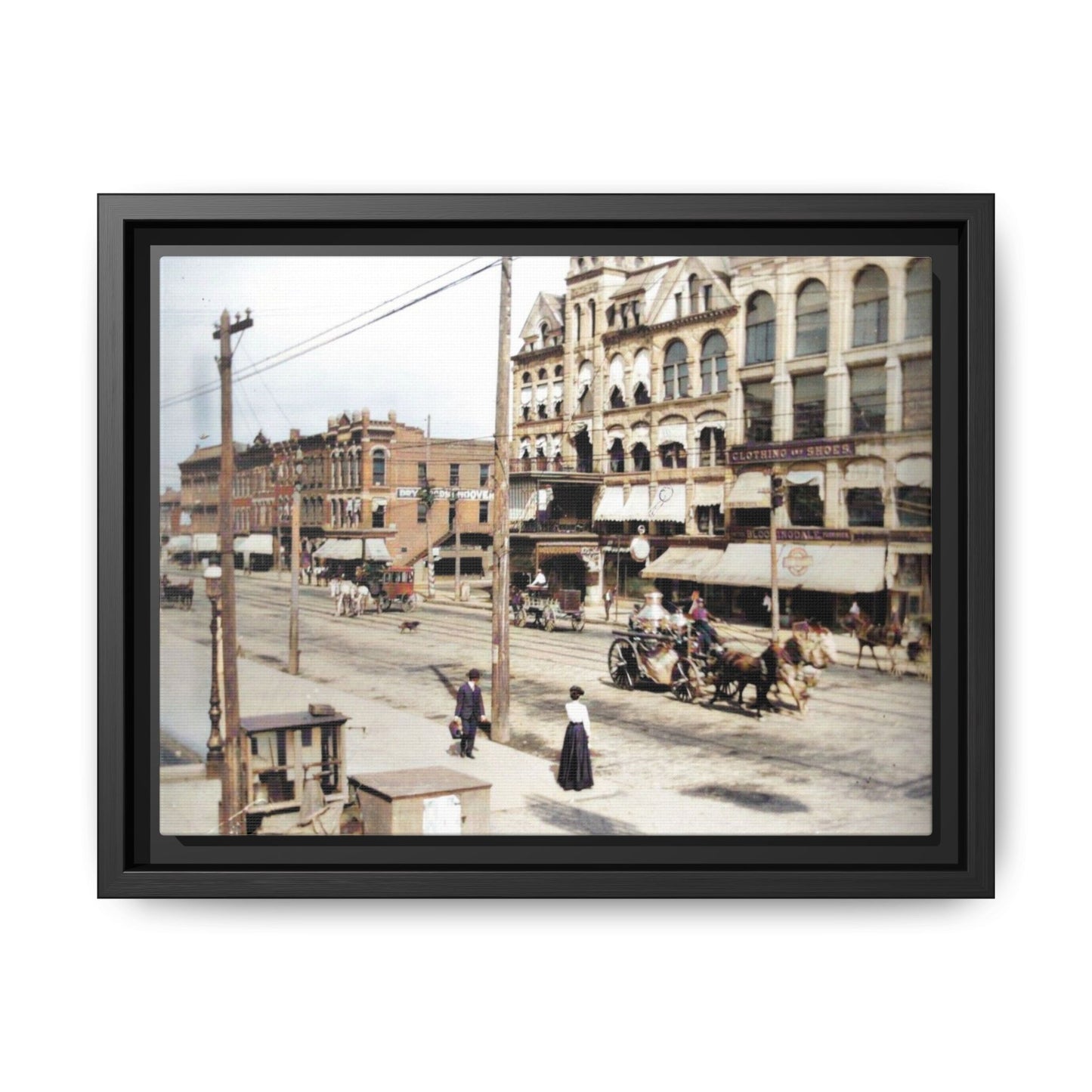 Marvin Block Findlay O. Vintage Street Scene Framed Matte Canvas - Urban Nostalgia Artwork