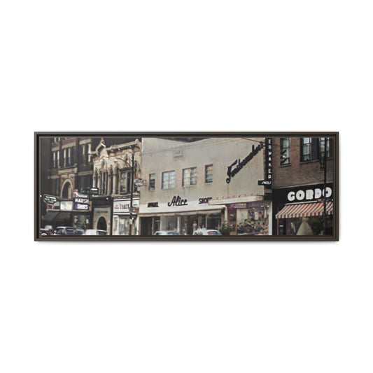 400 BLOCK EAST SOUTH MAIN FINDLAY, O. Vintage Cityscape Framed Canvas Art - Multi-Color Urban Decor