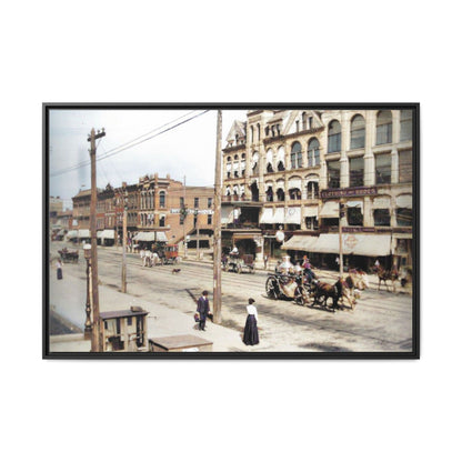 Marvin Block Findlay O. Vintage Street Scene Framed Matte Canvas - Urban Nostalgia Artwork