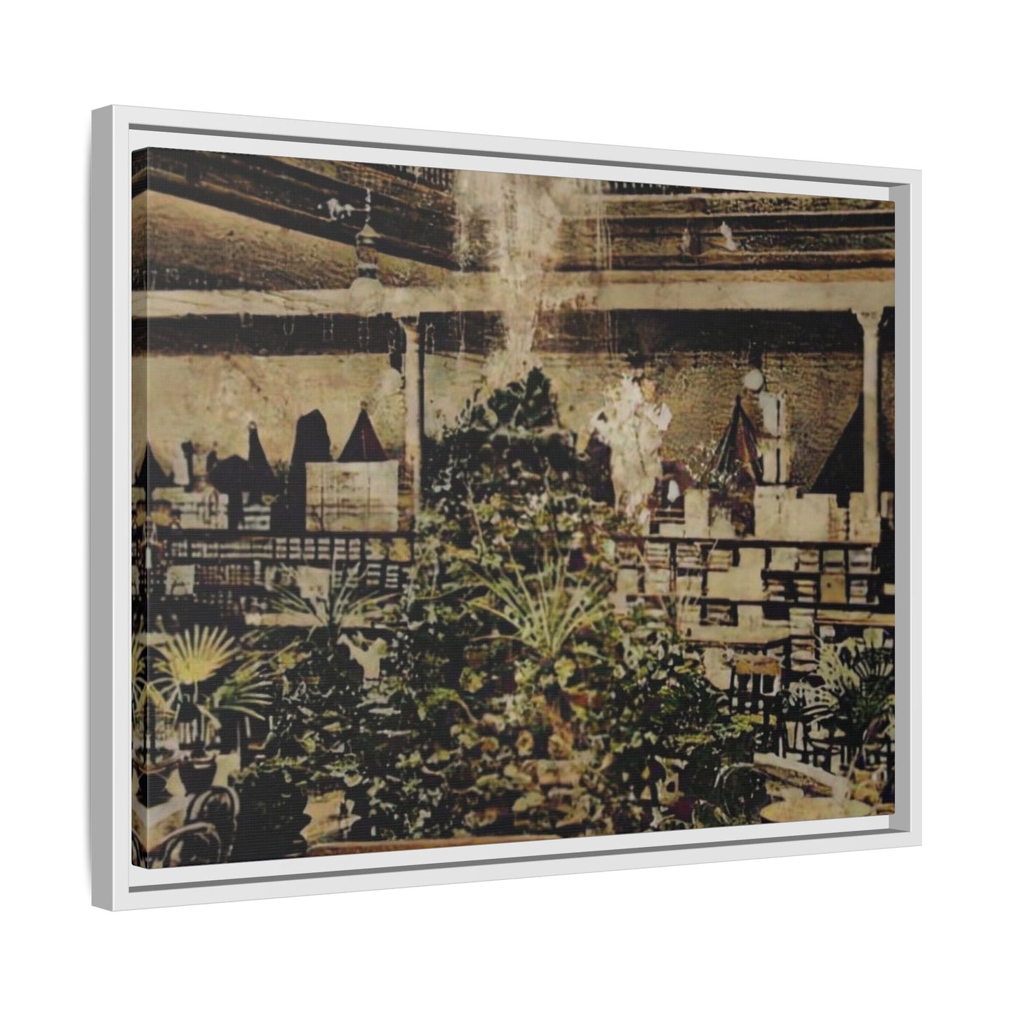 “Meet Me at the Fountain” C.F. Jackson’s Findlay, O. Vintage Matte Canvas Wall Art - Framed Historic Ohio Scene