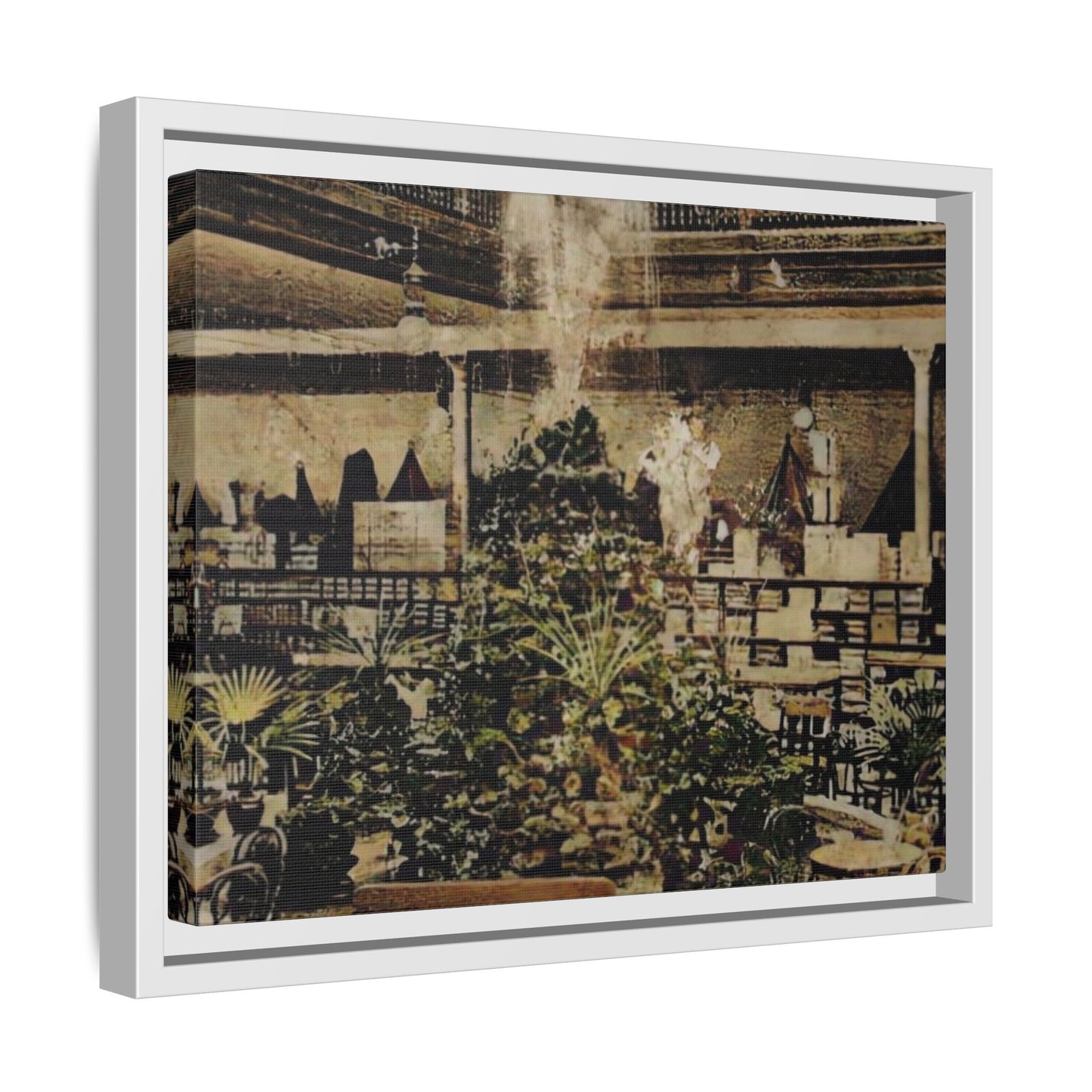 “Meet Me at the Fountain” C.F. Jackson’s Findlay, O. Vintage Matte Canvas Wall Art - Framed Historic Ohio Scene