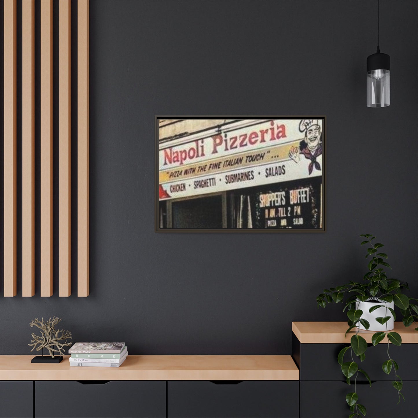 Napoli Pizzeria Retro Framed Canvas Print - Classic Italian Restaurant Decor