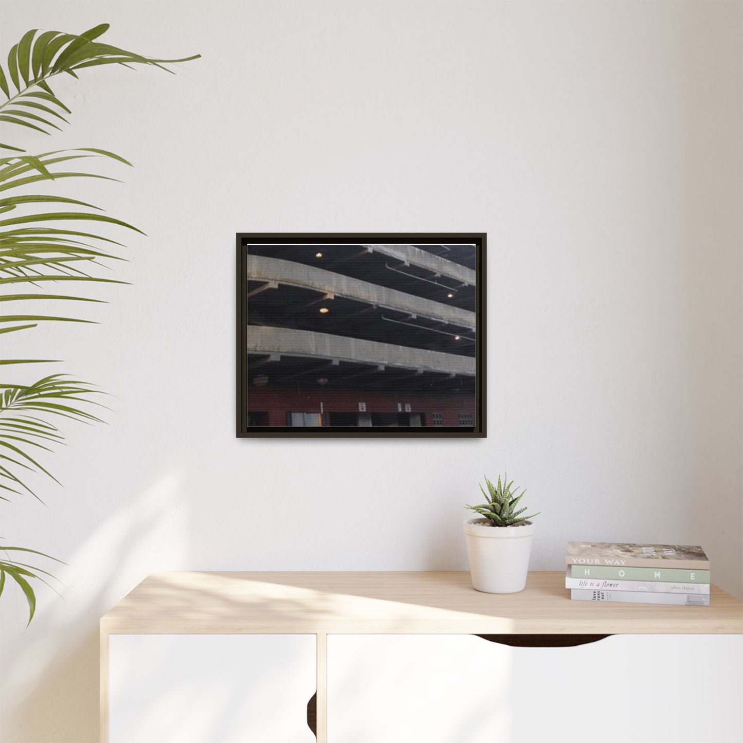 Downtown Findlay Parking Garage Urban Vibes Framed Canvas Art | Modern Wall Decor