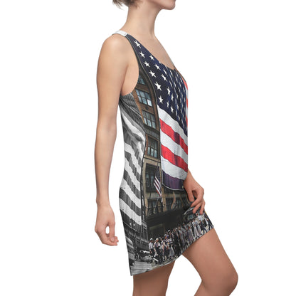 Detroit Hudsons American Flag Women's Cut & Sew Racerback Dress (AOP)