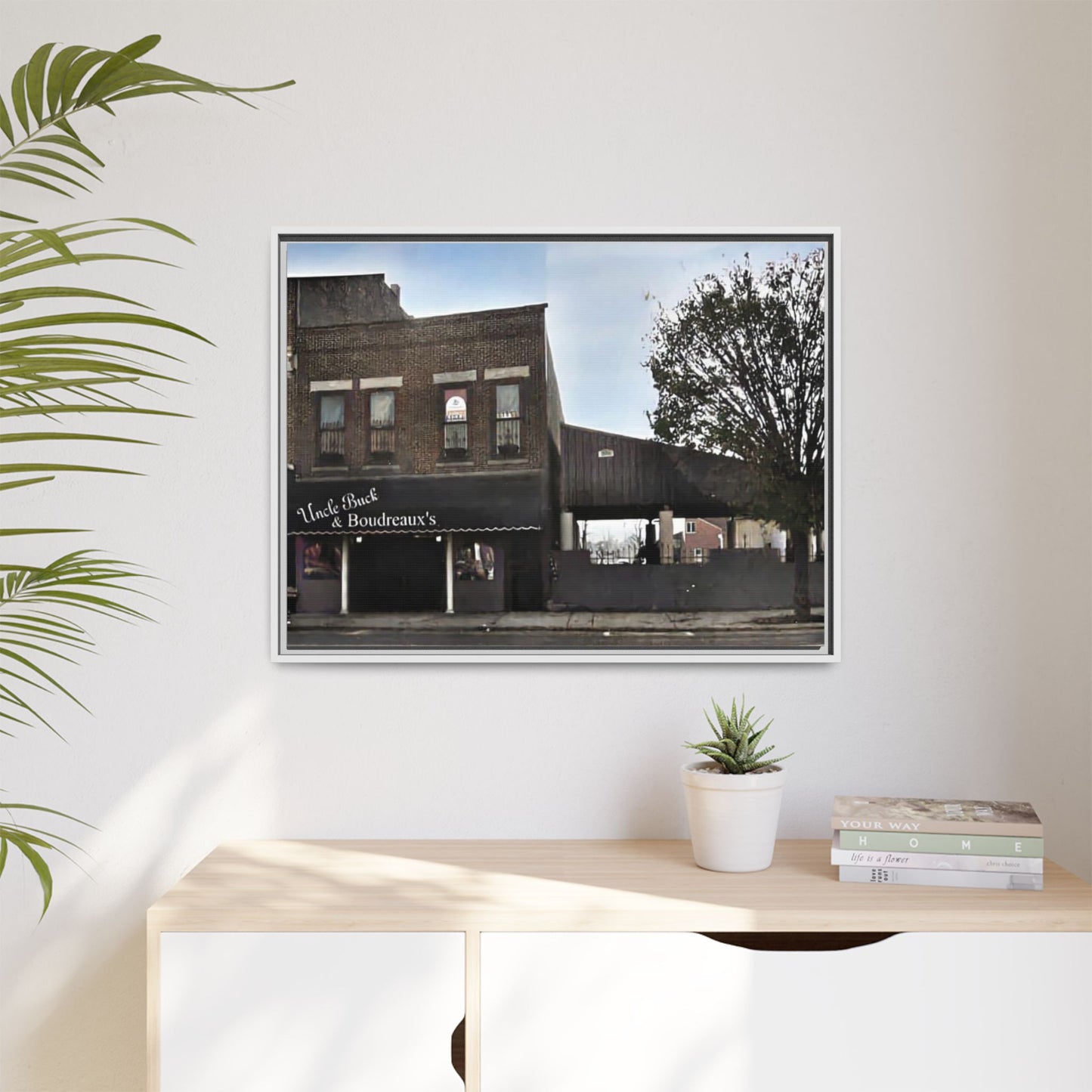 Uncle Buck & Boudreaux’s Framed Matte Canvas Art - Uncle Buck & Boudreaux's Street Scene Decor