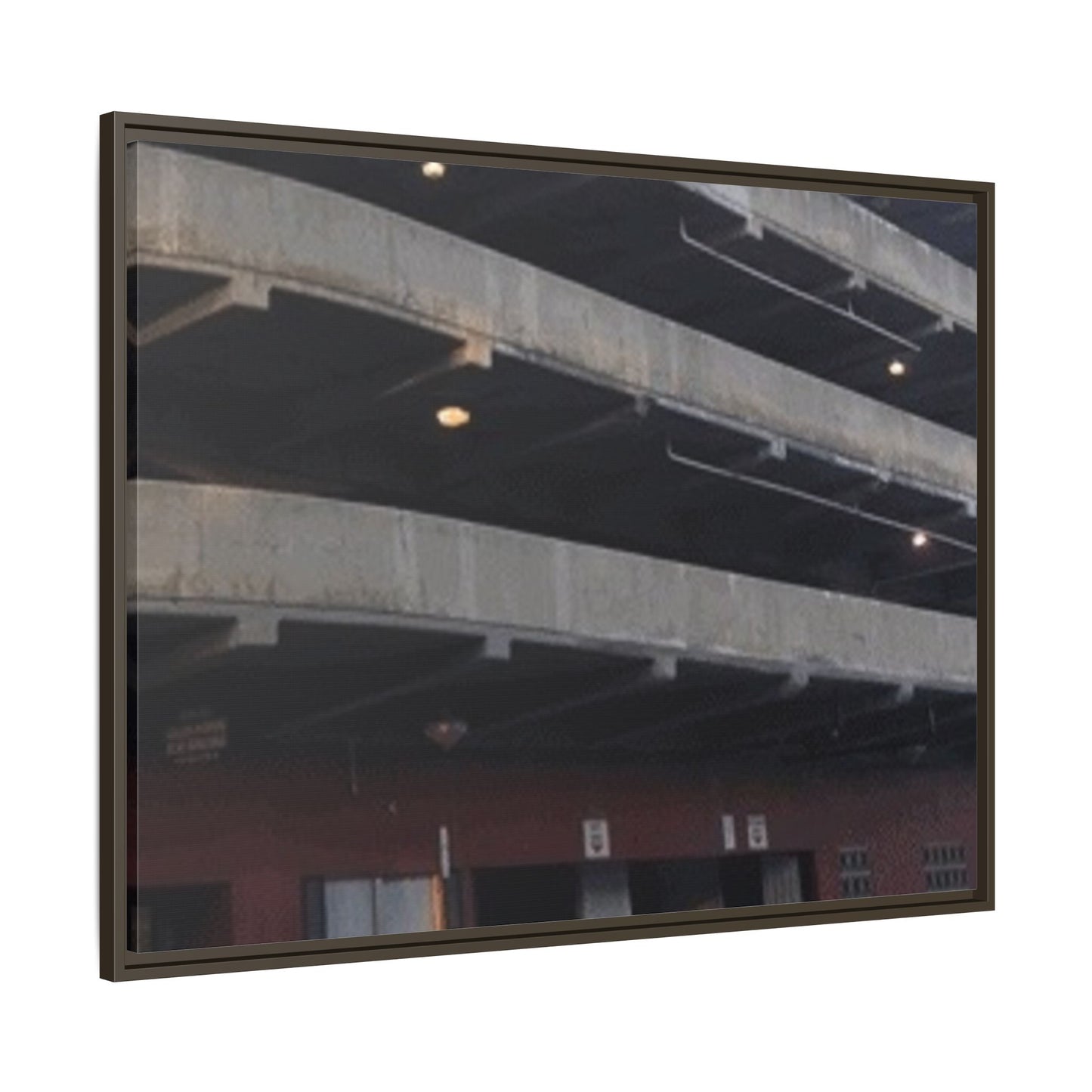 Downtown Findlay Parking Garage Urban Vibes Framed Canvas Art | Modern Wall Decor