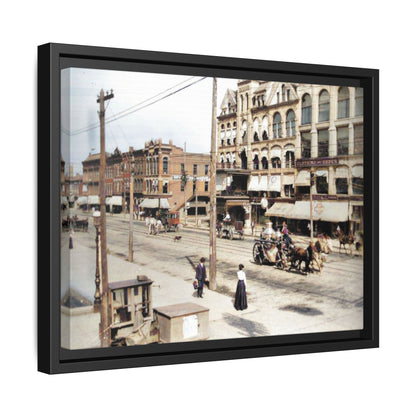 Marvin Block Findlay O. Vintage Street Scene Framed Matte Canvas - Urban Nostalgia Artwork