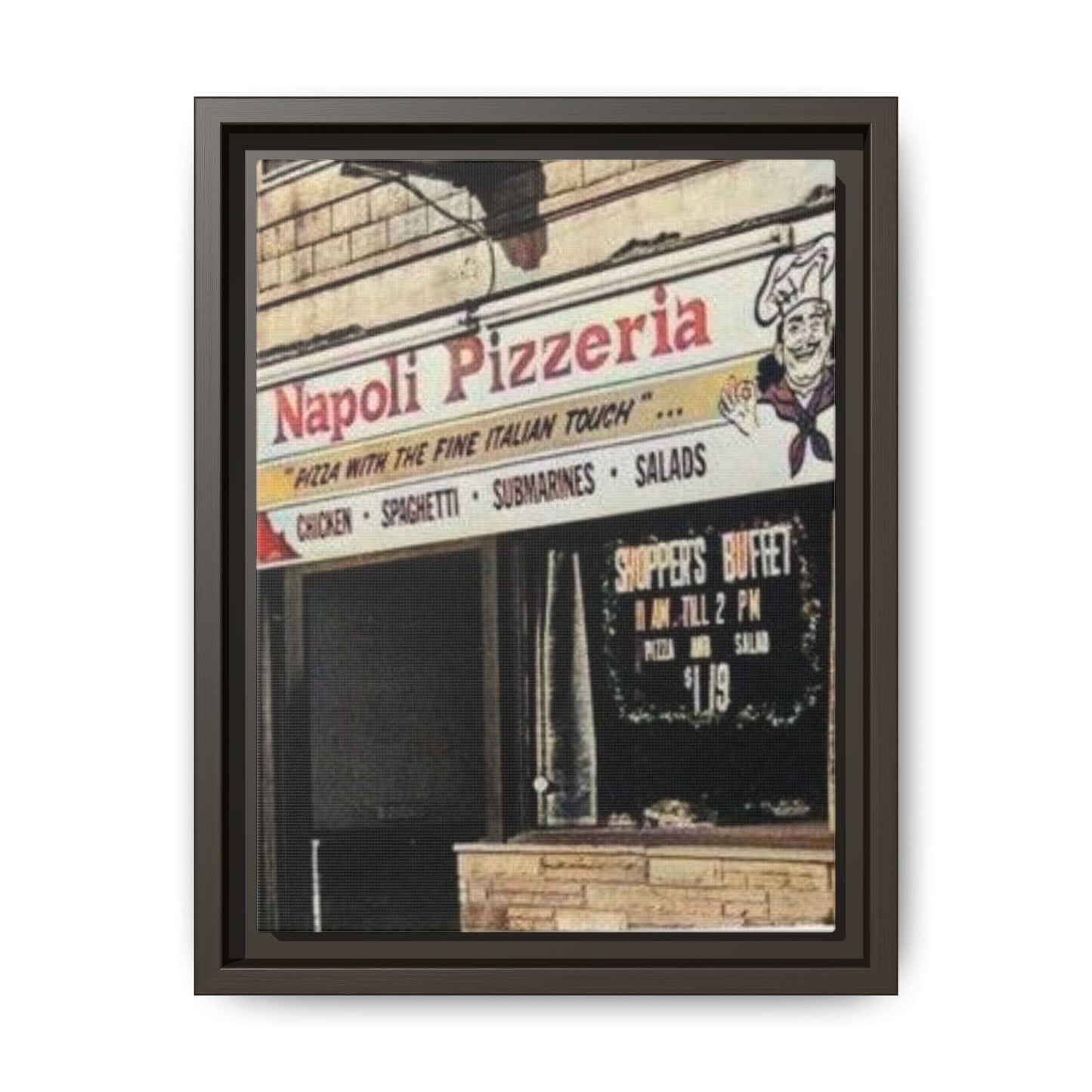 Napoli Pizzeria Retro Framed Canvas Print - Classic Italian Restaurant Decor