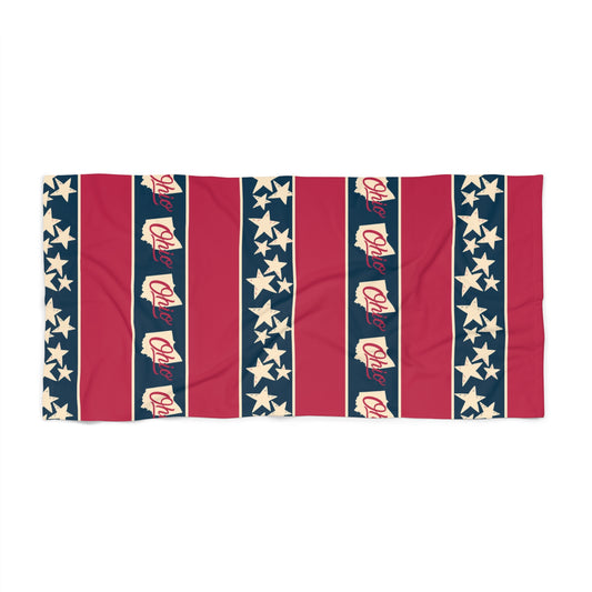 Ohio Red White and Blue Beach Towel