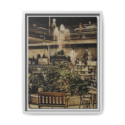 “Meet Me at the Fountain” C.F. Jackson’s Findlay, O. Vintage Matte Canvas Wall Art - Framed Historic Ohio Scene