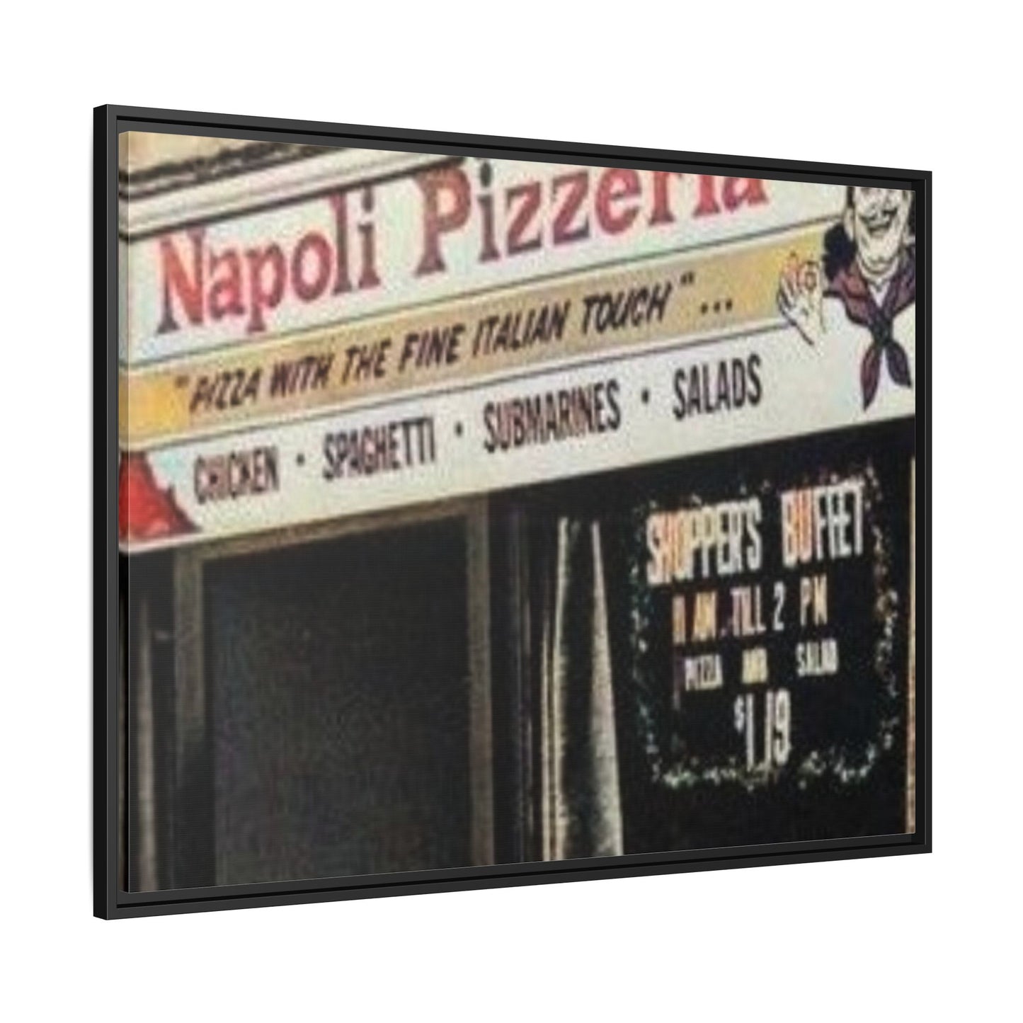 Napoli Pizzeria Retro Framed Canvas Print - Classic Italian Restaurant Decor