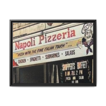 Napoli Pizzeria Retro Framed Canvas Print - Classic Italian Restaurant Decor