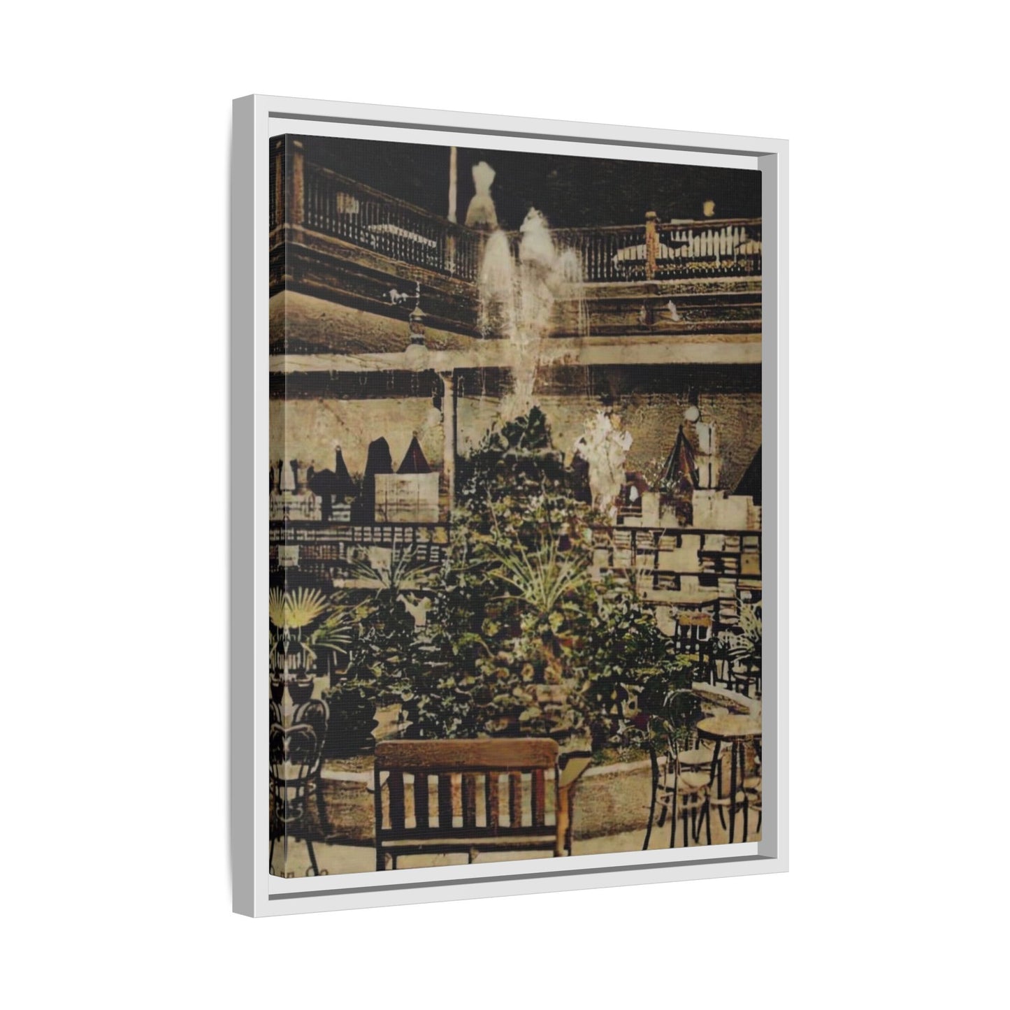 “Meet Me at the Fountain” C.F. Jackson’s Findlay, O. Vintage Matte Canvas Wall Art - Framed Historic Ohio Scene