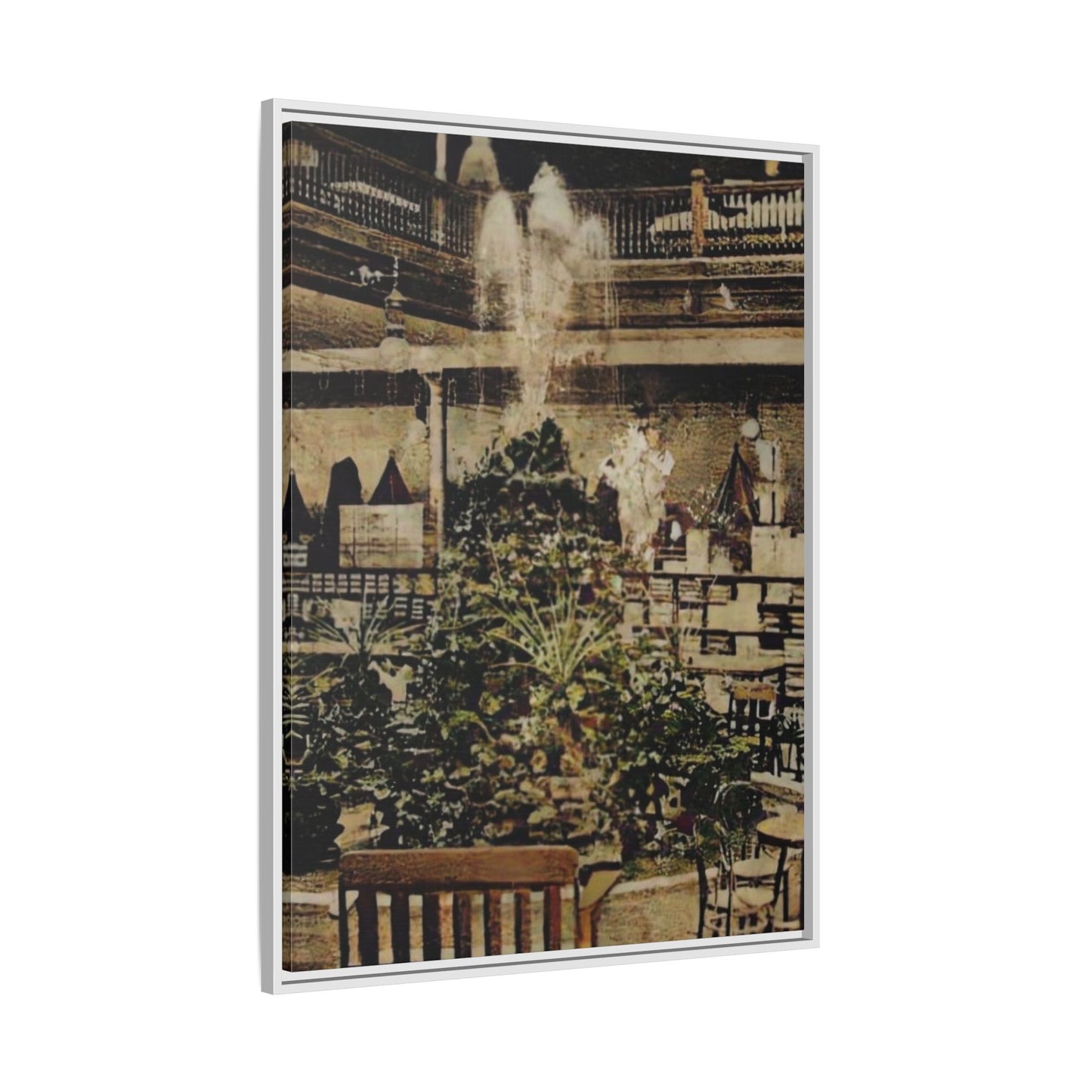 “Meet Me at the Fountain” C.F. Jackson’s Findlay, O. Vintage Matte Canvas Wall Art - Framed Historic Ohio Scene