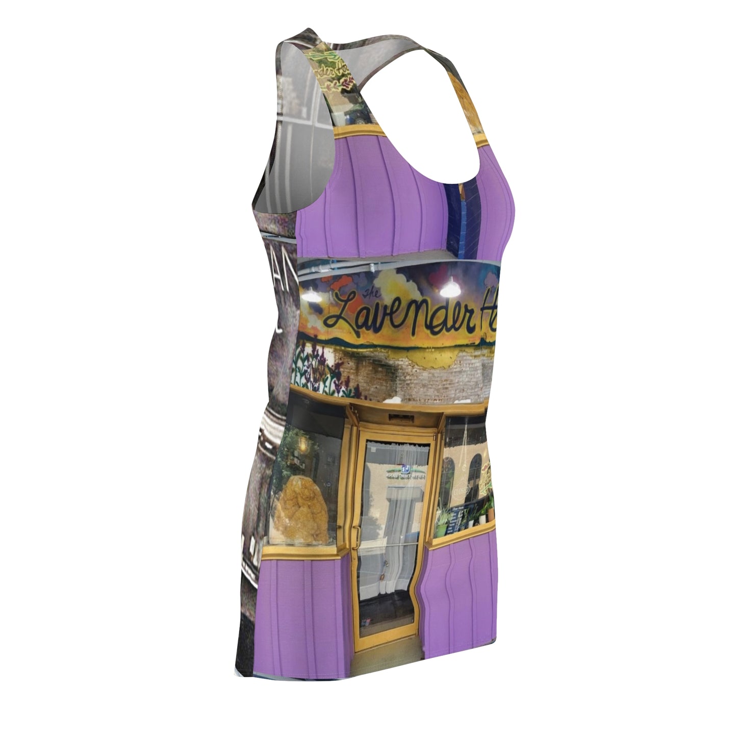 113 E Crawford Homer Bean | Lavender Hour Women's Cut & Sew Racerback Dress (AOP)