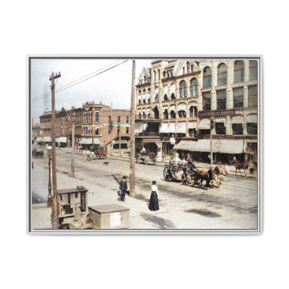 Marvin Block Findlay O. Vintage Street Scene Framed Matte Canvas - Urban Nostalgia Artwork