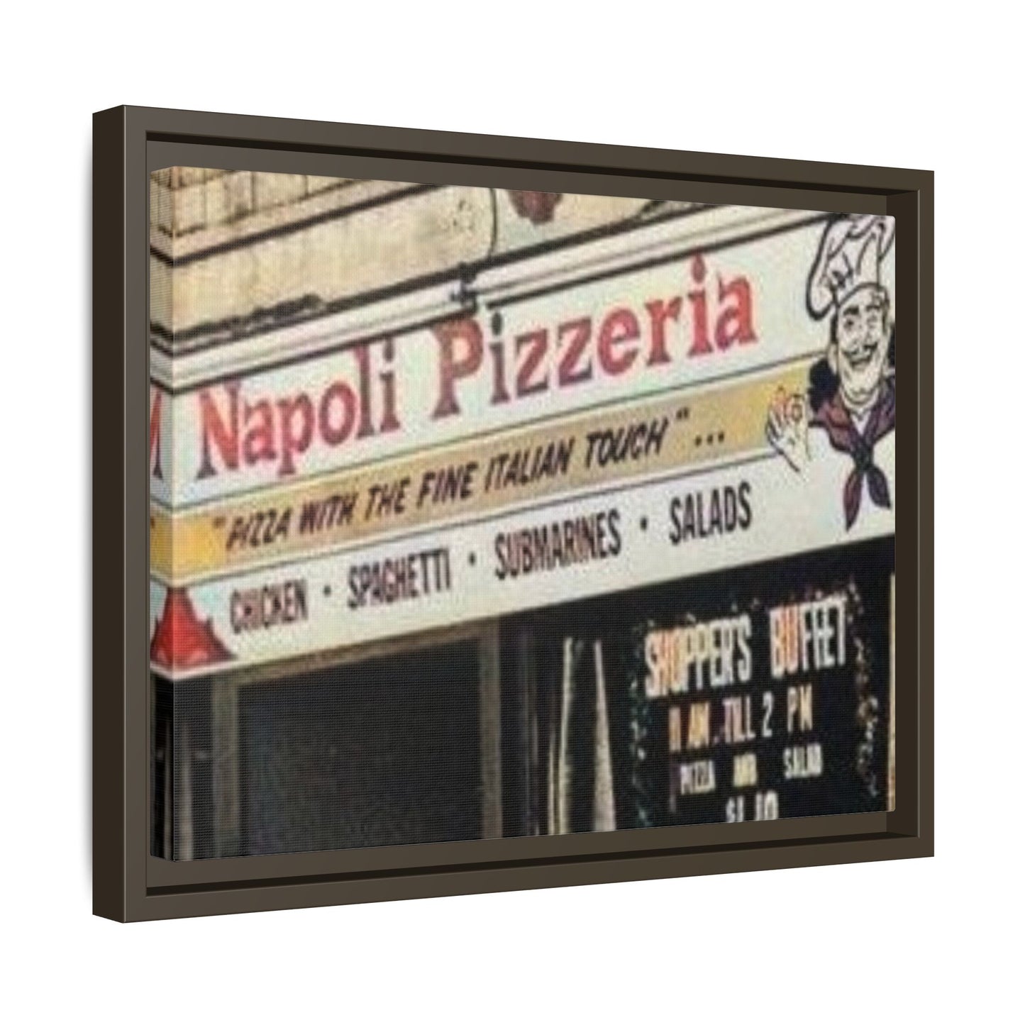 Napoli Pizzeria Retro Framed Canvas Print - Classic Italian Restaurant Decor