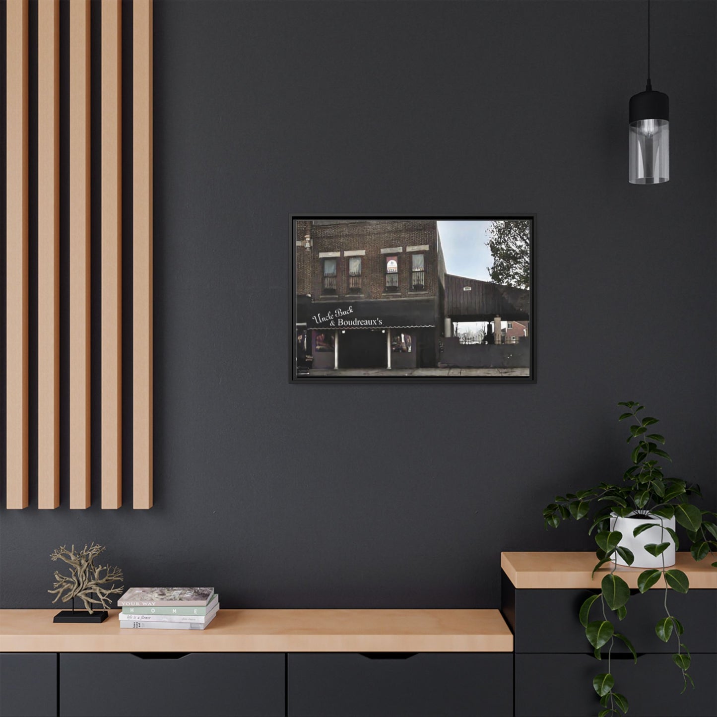 Uncle Buck & Boudreaux’s Framed Matte Canvas Art - Uncle Buck & Boudreaux's Street Scene Decor