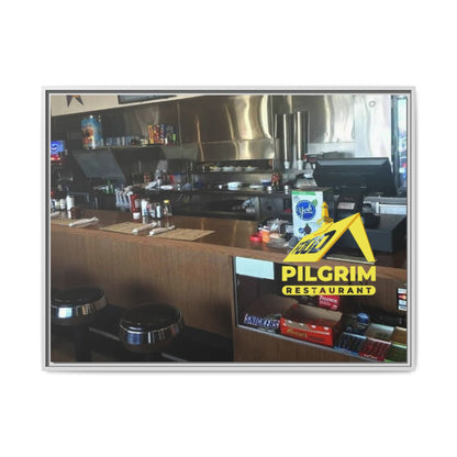 Pilgrim Resturant Counter Matte Canvas, Framed (Multi-color)