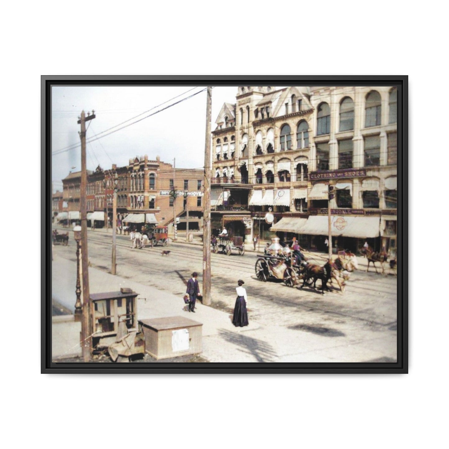 Marvin Block Findlay O. Vintage Street Scene Framed Matte Canvas - Urban Nostalgia Artwork