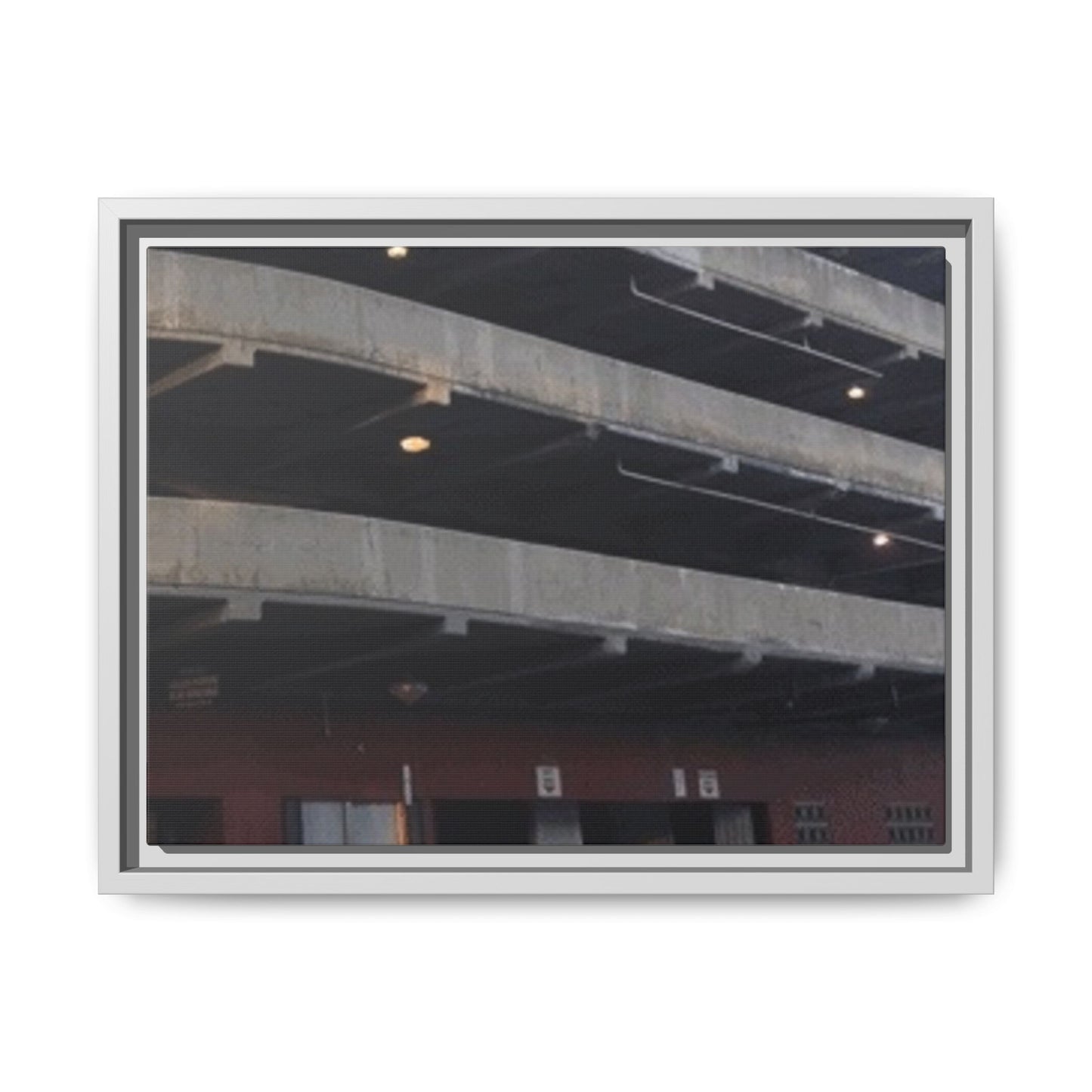 Downtown Findlay Parking Garage Urban Vibes Framed Canvas Art | Modern Wall Decor