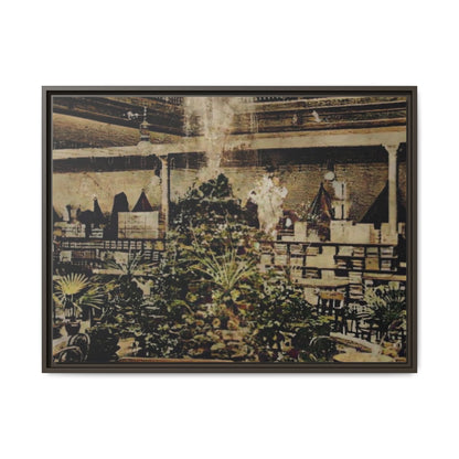 “Meet Me at the Fountain” C.F. Jackson’s Findlay, O. Vintage Matte Canvas Wall Art - Framed Historic Ohio Scene