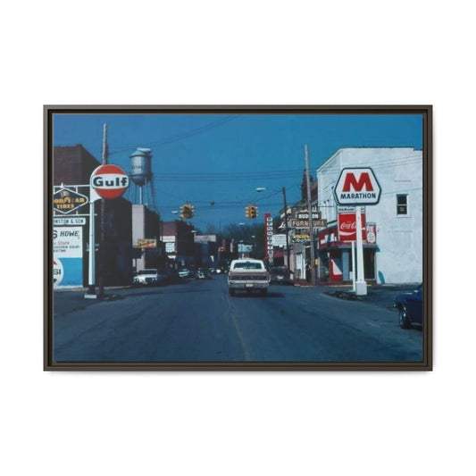 DOWNTOWN McCOMB O. Modern Retro Cityscape Framed Print - Vintage Vibe Wall Art for Home Decor