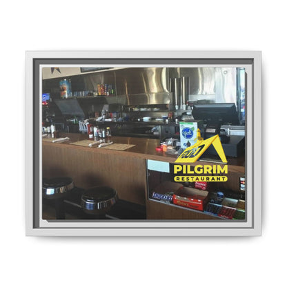 Pilgrim Resturant Counter Matte Canvas, Framed (Multi-color)