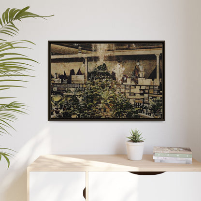 “Meet Me at the Fountain” C.F. Jackson’s Findlay, O. Vintage Matte Canvas Wall Art - Framed Historic Ohio Scene