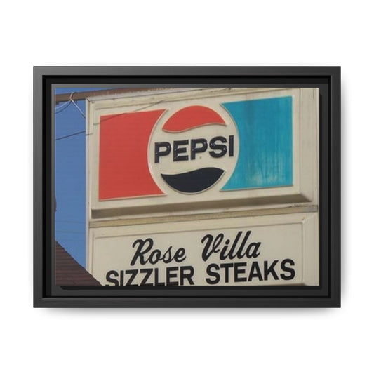 Retro Pepsi Framed Matte Canvas Wall Art