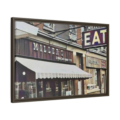 Retro Framed Canvas Print - Miller's Eatery Sign Artwork