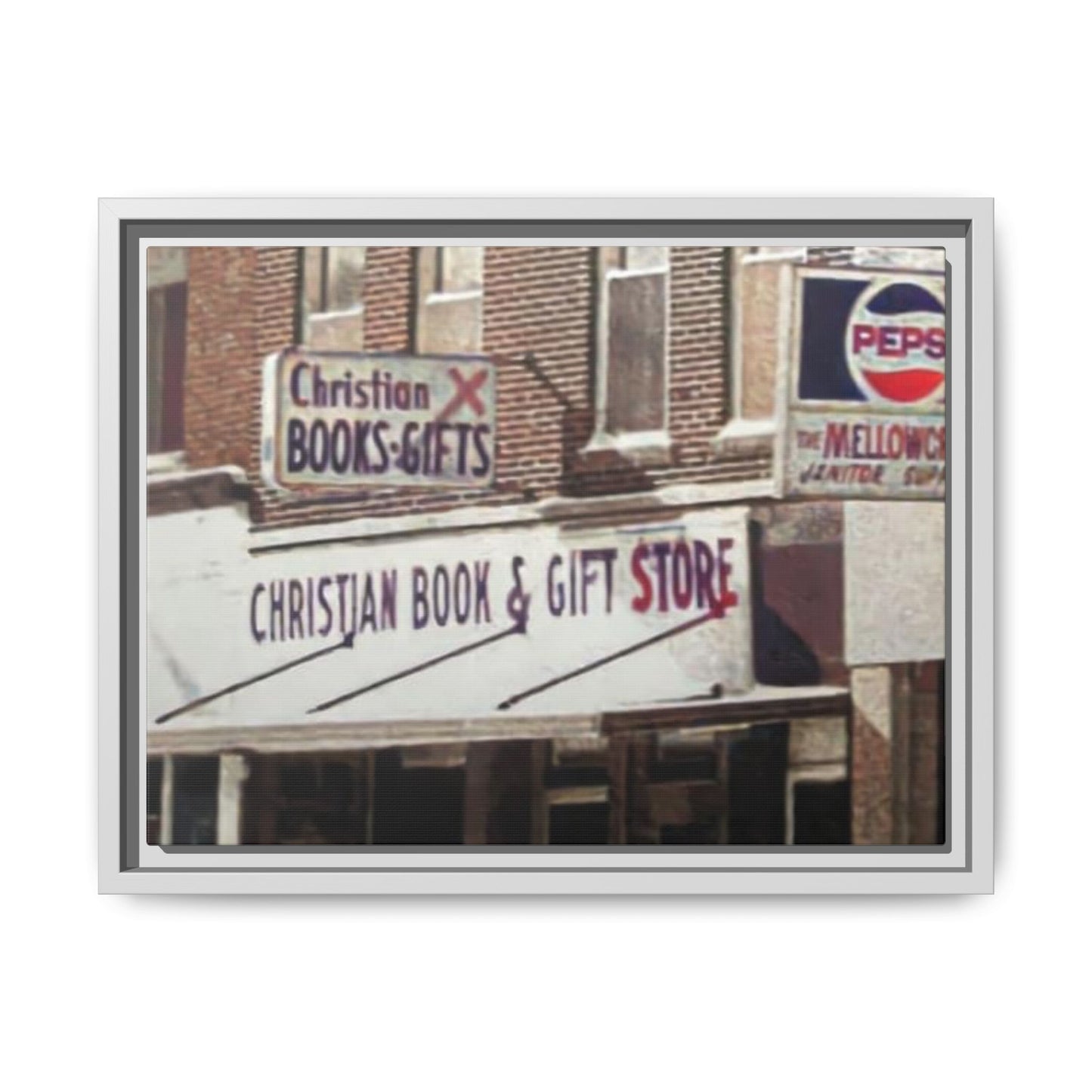 Christian Gift and Book Store Vintage Framed Canvas Art - Christian Book & Gift Store