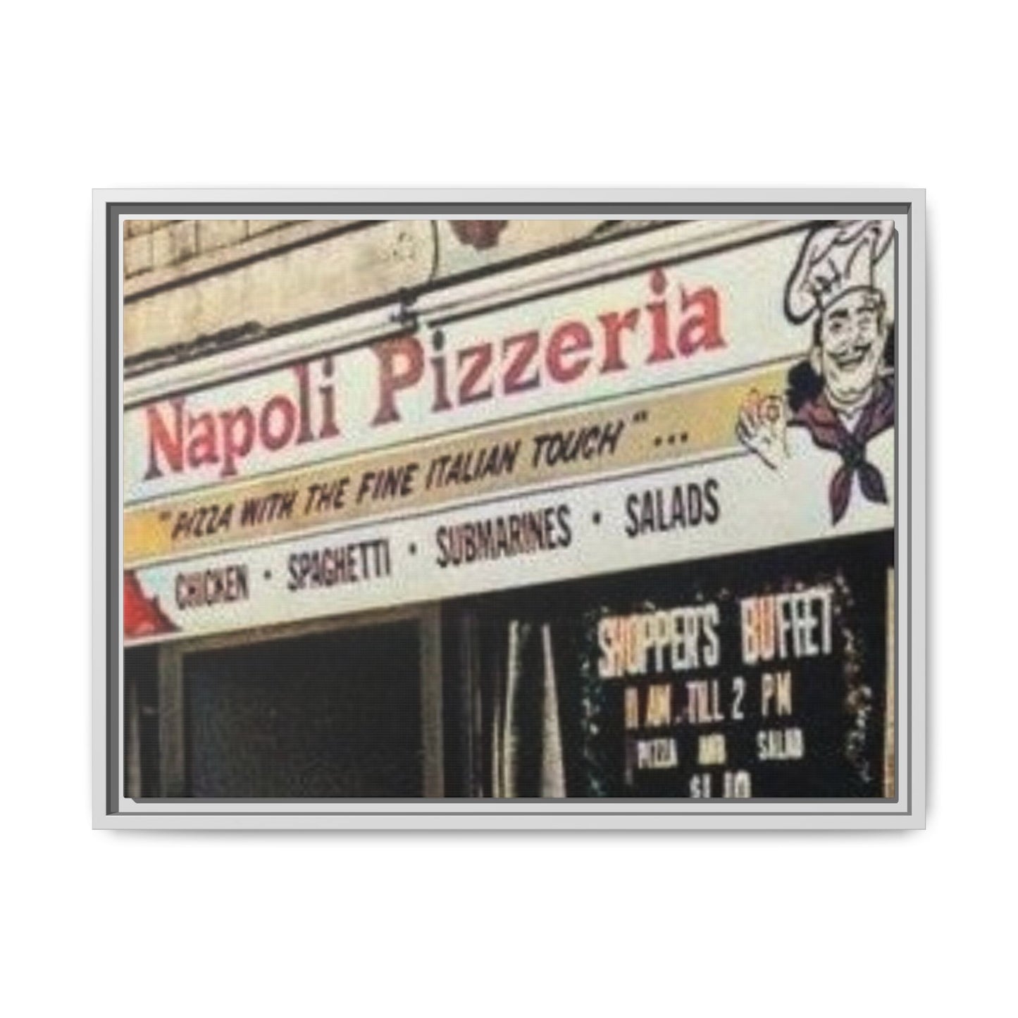 Napoli Pizzeria Retro Framed Canvas Print - Classic Italian Restaurant Decor