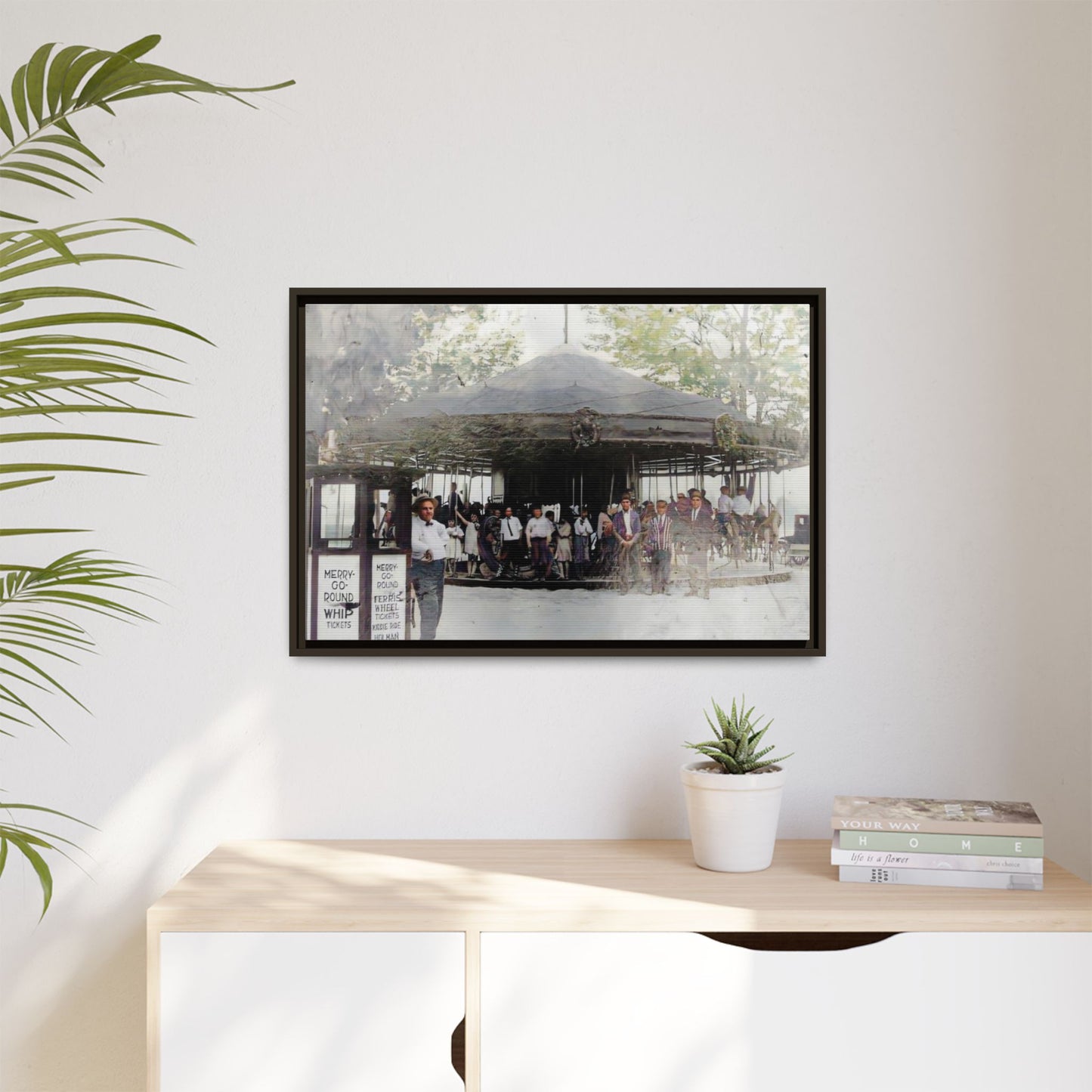 Vintage Carousel Wall Art - Matte Framed Canvas Print