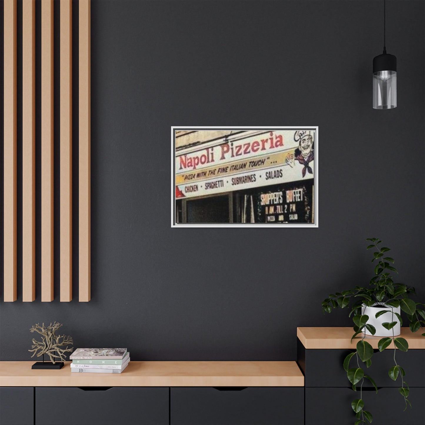 Napoli Pizzeria Retro Framed Canvas Print - Classic Italian Restaurant Decor