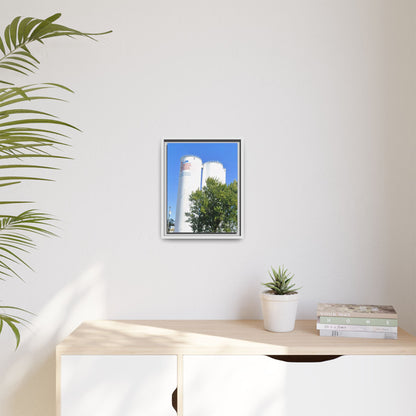 Pioneer Sugar Framed Matte Canvas Print - Vintage Farm Silos Art