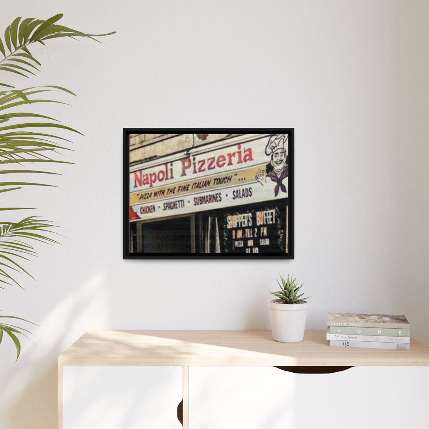 Napoli Pizzeria Retro Framed Canvas Print - Classic Italian Restaurant Decor