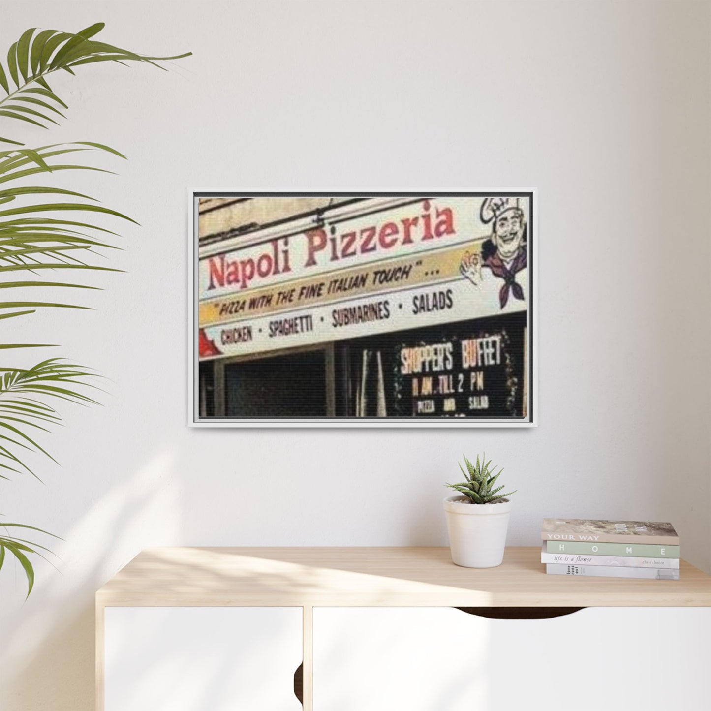 Napoli Pizzeria Retro Framed Canvas Print - Classic Italian Restaurant Decor