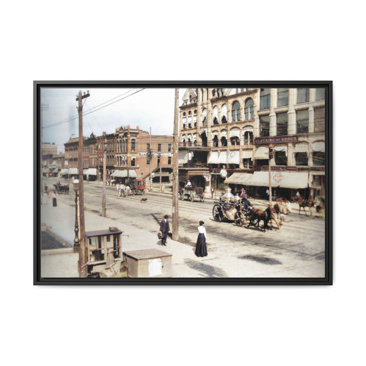 Marvin Block Findlay O. Vintage Street Scene Framed Matte Canvas - Urban Nostalgia Artwork