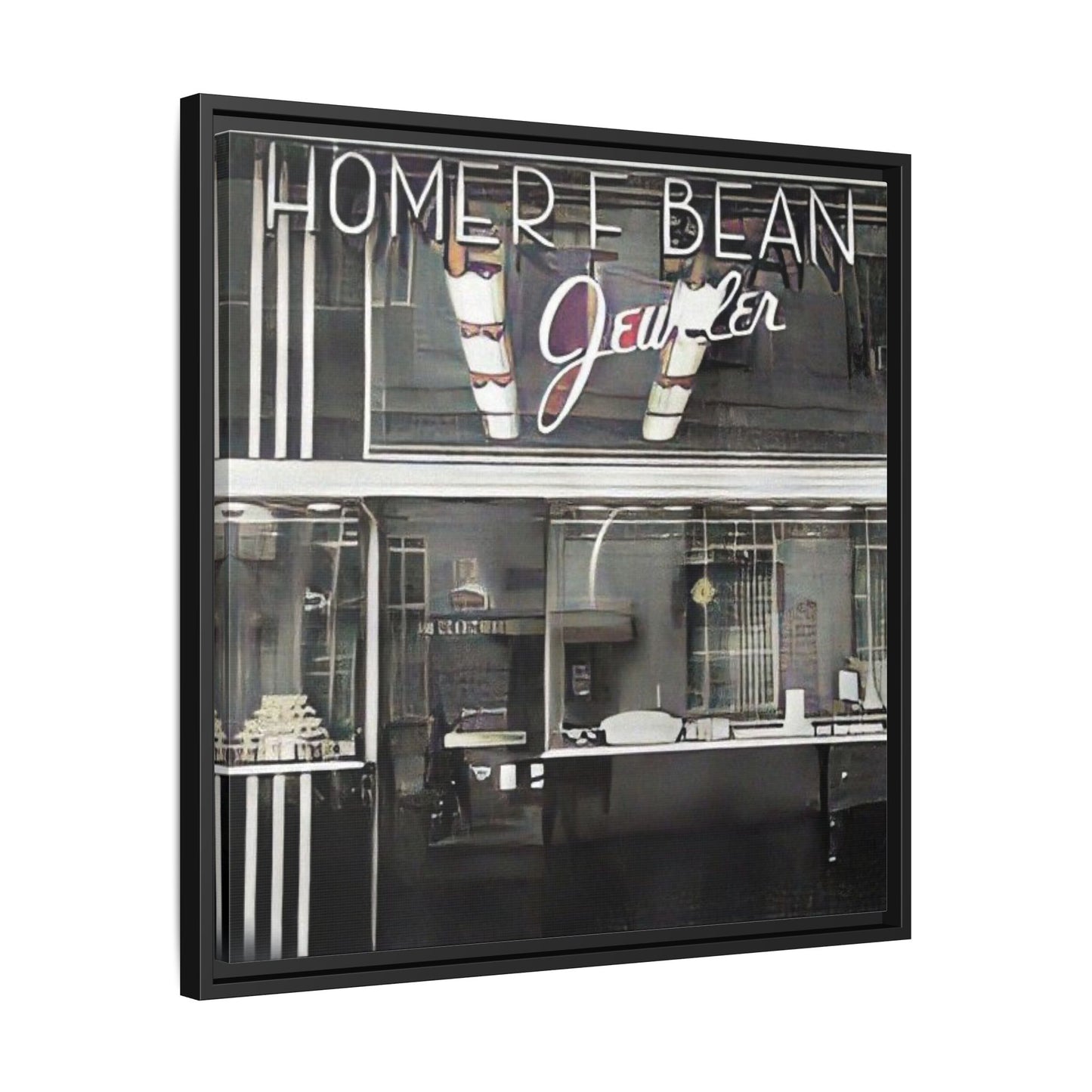 Homer F Bean Vintage Framed Matte Canvas - Home of Bean Jeweler Wall Art