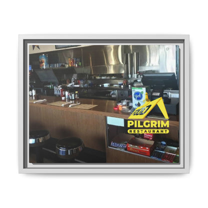 Pilgrim Resturant Counter Matte Canvas, Framed (Multi-color)