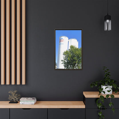 Pioneer Sugar Framed Matte Canvas Print - Vintage Farm Silos Art