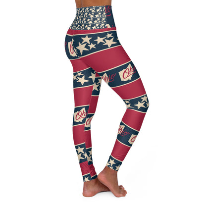 Ohio Red White and Blue High Waisted Yoga Leggings (AOP)