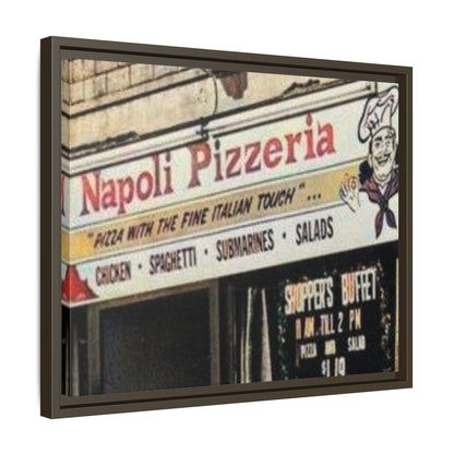 Napoli Pizzeria Retro Framed Canvas Print - Classic Italian Restaurant Decor