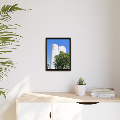 Pioneer Sugar Framed Matte Canvas Print - Vintage Farm Silos Art